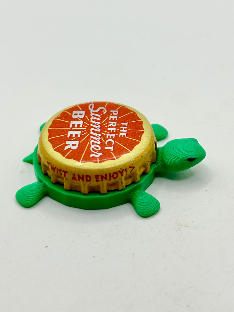 Shiner, The Perfect Summer Beer - Bottle Cap Magnet Turtle Shell Shocked Art