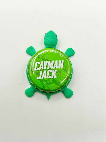 Cayman Jack - Bottle Cap Magnet Turtle Shell Shocked Art