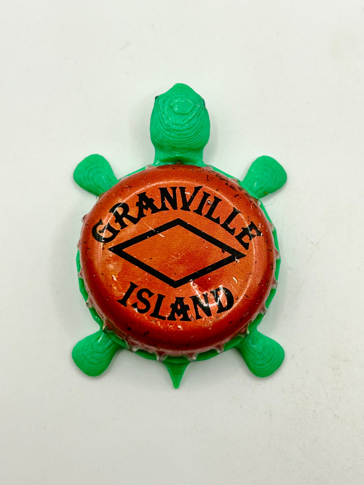 Granville Island Brewing (Red) - Bottle Cap Magnet Turtle Shell Shocked Art