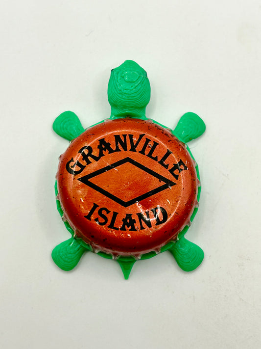 Granville Island Brewing (Red) - Bottle Cap Magnet Turtle Shell Shocked Art