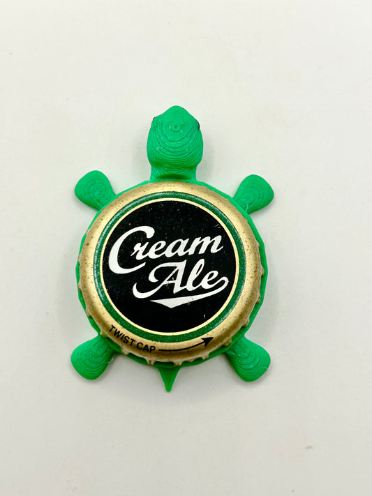 Genesee Cream Ale (Black Background) - Bottle Cap Magnet Turtle