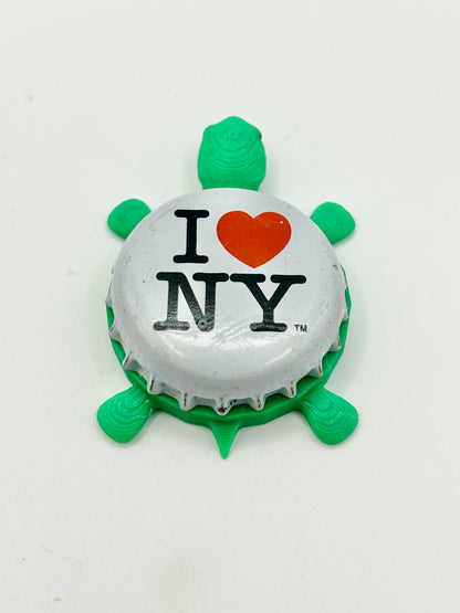I Love New York (NY) Empire Brewing - Bottle Cap Magnet Turtle Shell Shocked Art