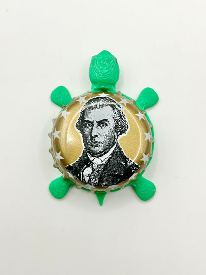 Natty Greene Brewing - Bottle Cap Magnet Turtle Shell Shocked Art