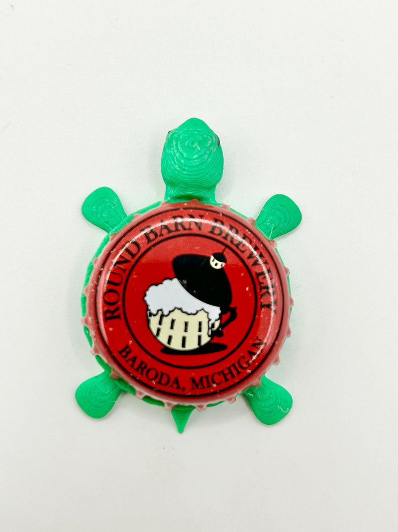 Round Barn Brewery (Open Roof) - Bottle Cap Magnet Turtle Shell Shocked Art