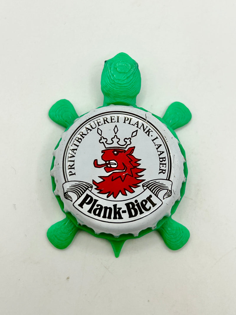 Plank Bier - Bottle Cap Magnet Turtle Shell Shocked Art