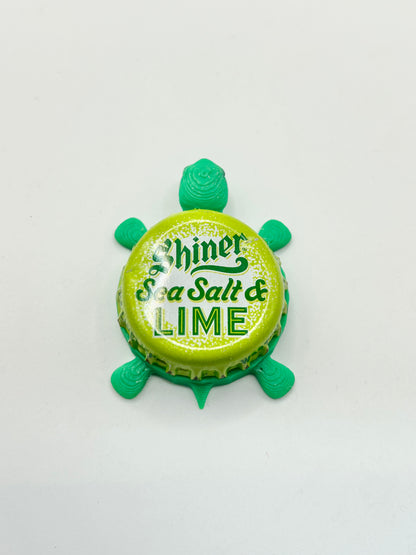 Shiner Sea Salt & Lime - Bottle Cap Magnet Turtle Shell Shocked Art