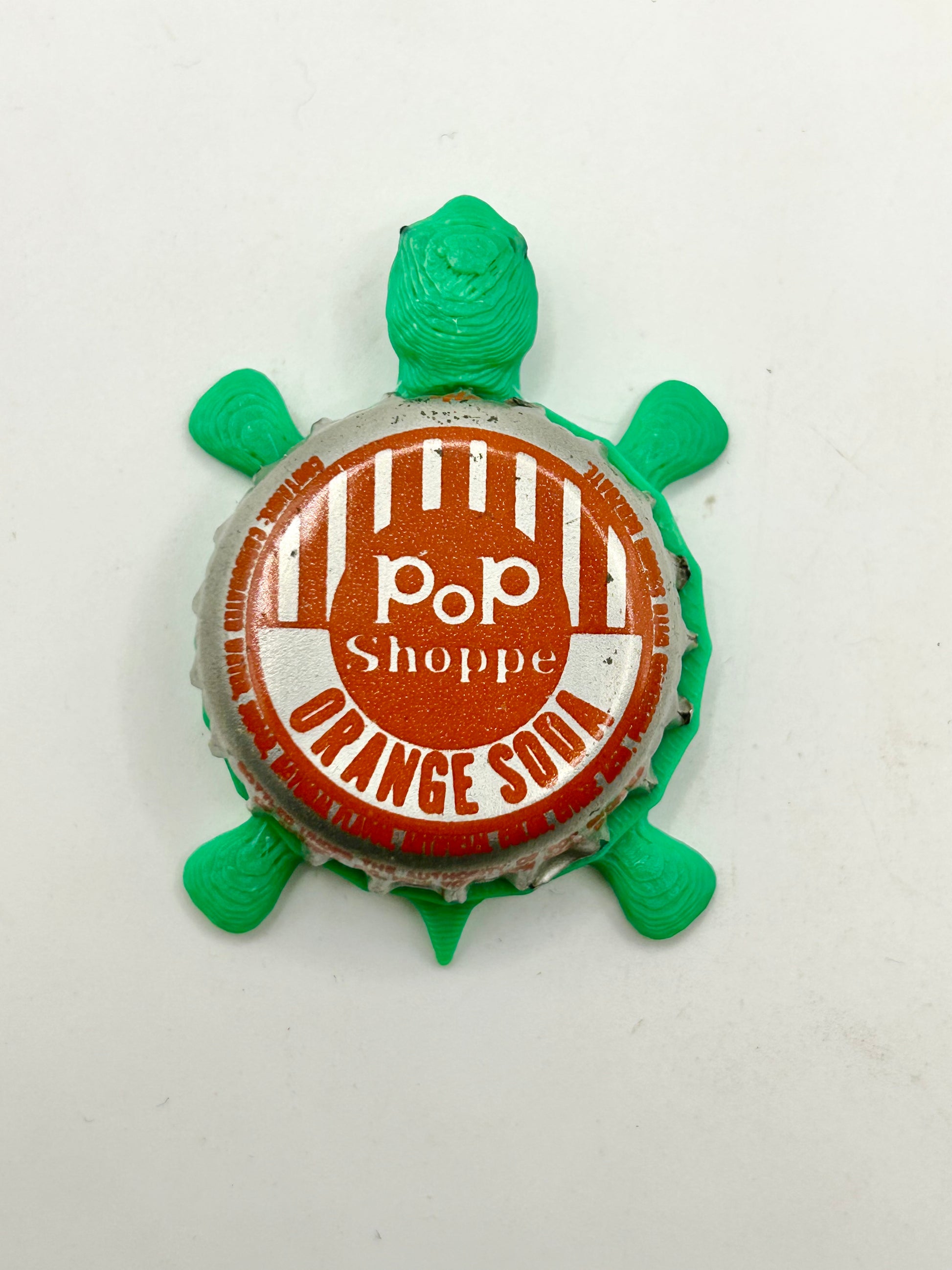 The Pop Shoppe Orange Soda - Bottle Cap Magnet Turtle Shell Shocked Art