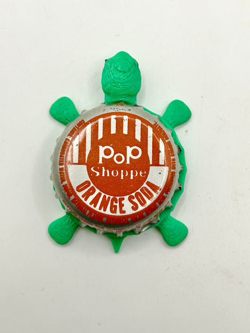 The Pop Shoppe Orange Soda - Bottle Cap Magnet Turtle Shell Shocked Art