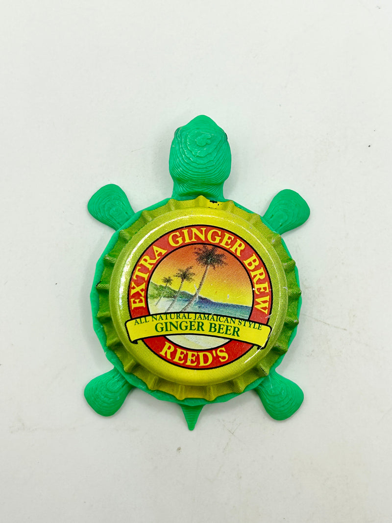 Reed’s Ginger Beer - Bottle Cap Magnet Turtle Shell Shocked Art