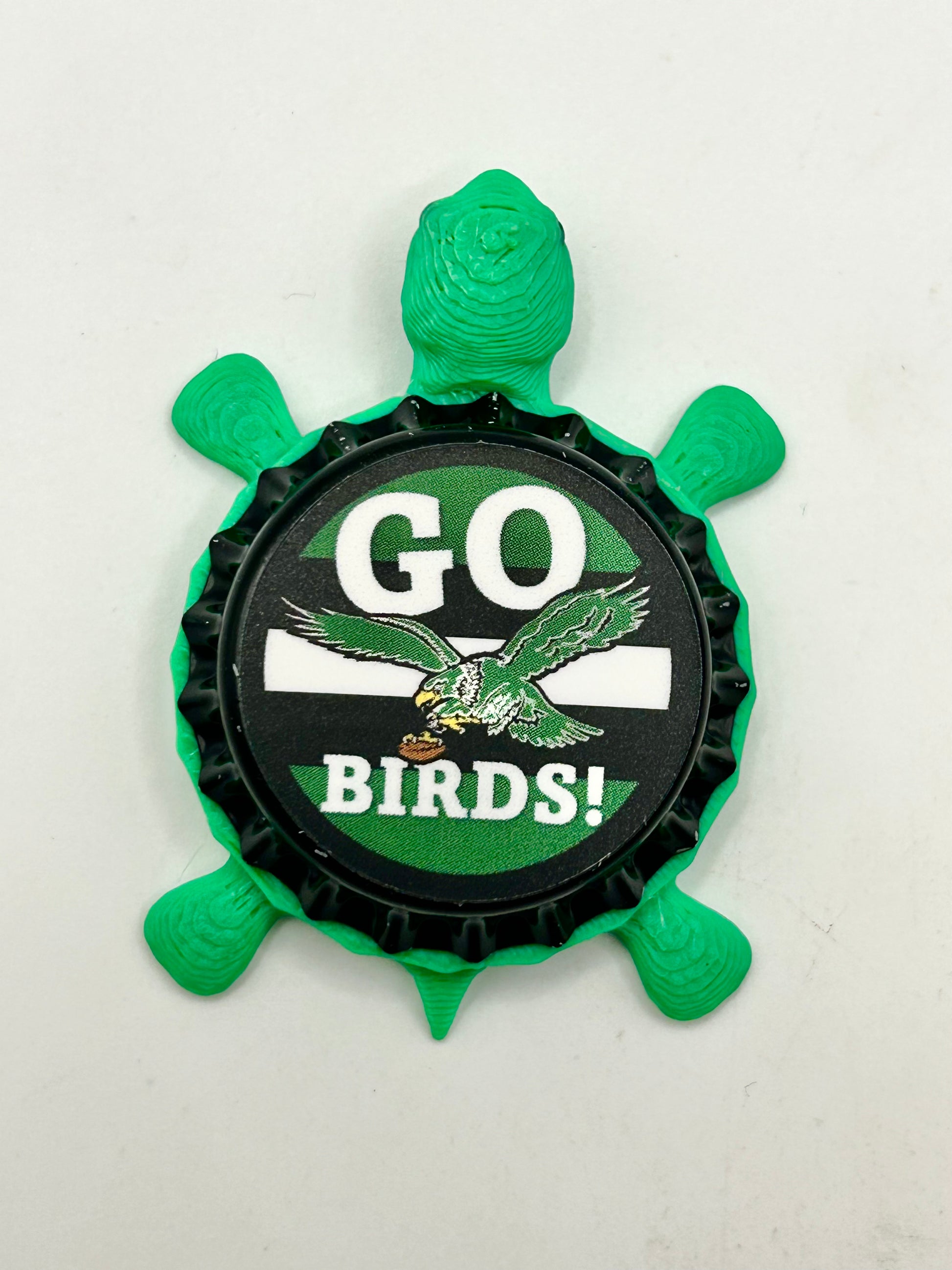 Go Birds Retro Philadelphia Eagles Bottle-Cap Magnet Turtle | Shell Shocked Art Shell Shocked Art