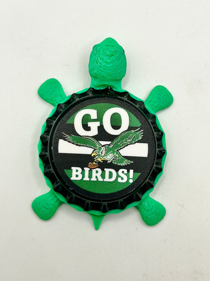 Go Birds Retro Philadelphia Eagles Bottle-Cap Magnet Turtle | Shell Shocked Art Shell Shocked Art