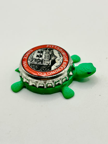 Pittsburgh Brewing - Bottle Cap Magnet Turtle Shell Shocked Art