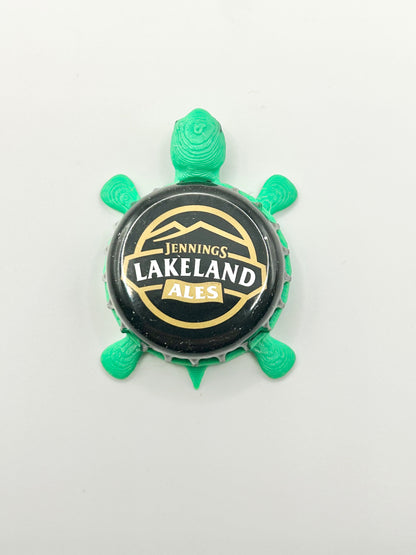 Jennings Lakeland Ales - Bottle Cap Magnet Turtle Shell Shocked Art