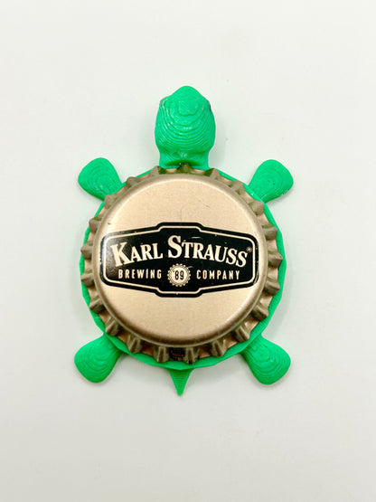 Karl Strauss Brewing - Bottle Cap Magnet Turtle Shell Shocked Art