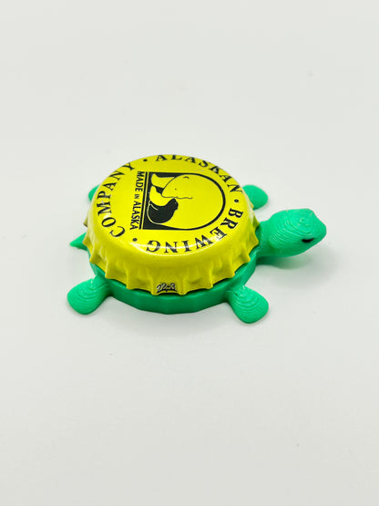 Alaskan Brewing (Neon Yellow) - Bottle Cap Magnet Turtle Shell Shocked Art