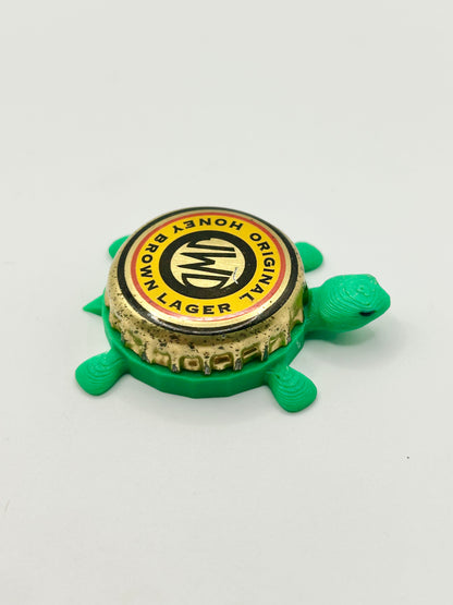 Dundee’s JWD Honey Brown Lager - Bottle Cap Magnet Turtle Shell Shocked Art