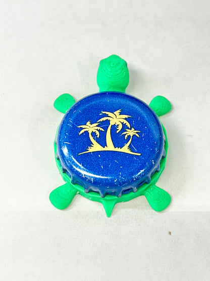 Seagrams Escapes Three Palms - Bottle Cap Magnet Turtle Shell Shocked Art