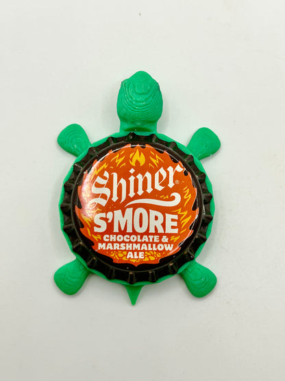 Shiner S’more Chocolate Marshmallow Ale - Bottle Cap Magnet Turtle Shell Shocked Art