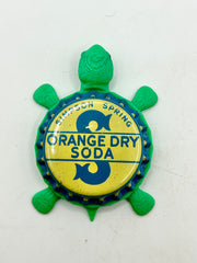 Orange Dry Soda - Bottle Cap Magnet Turtle Shell Shocked Art