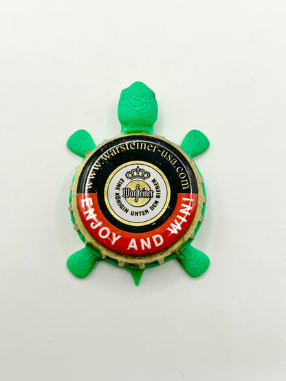 Warsteiner (Enjoy and Win) - Bottle Cap Magnet Turtle Shell Shocked Art