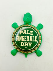 Pale Dry Ginger Ale Soda (Vintage, Tan) - Bottle Cap Magnet Turtle Shell Shocked Art