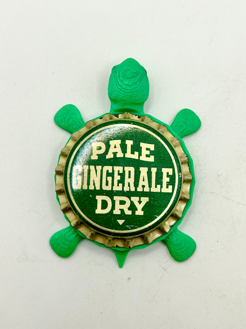 Pale Dry Ginger Ale Soda (Vintage, Tan) - Bottle Cap Magnet Turtle Shell Shocked Art