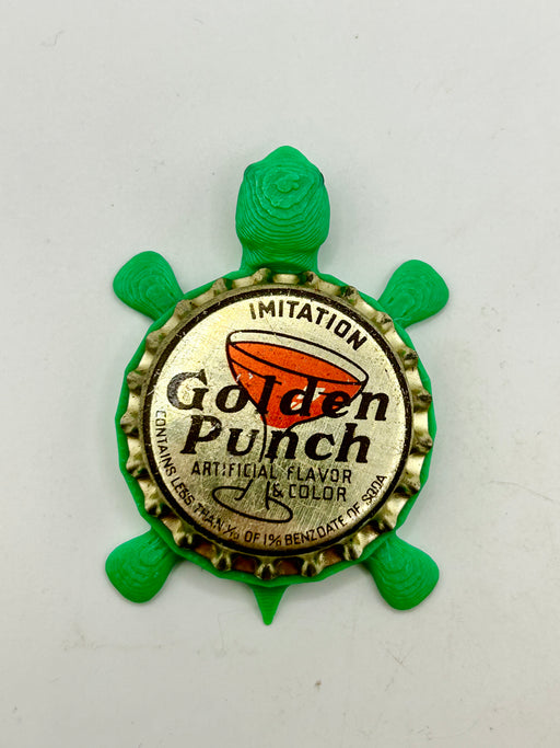 Golden Punch - Bottle Cap Magnet Turtle Shell Shocked Art