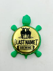 Last Name Brewing (Gold) - Bottle Cap Magnet Turtle Shell Shocked Art