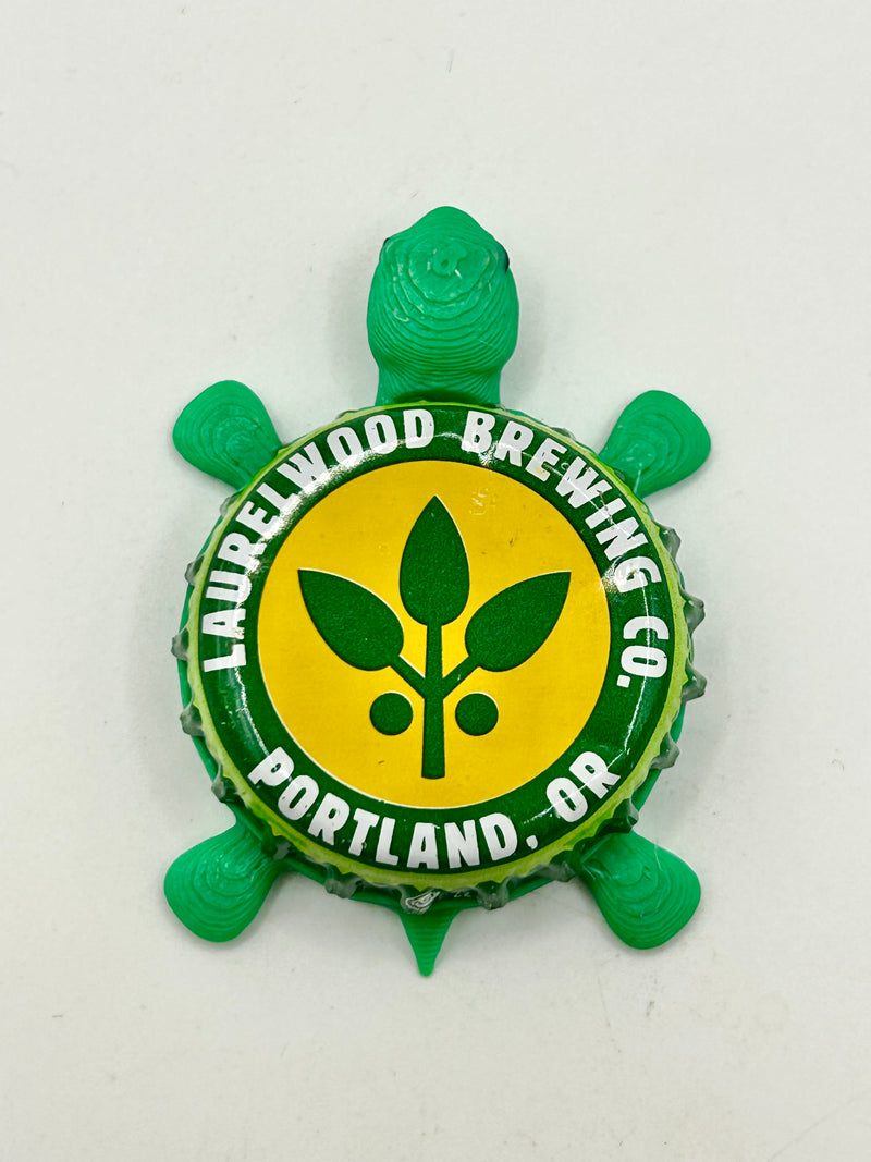 Laurelwood Brewing - Bottle Cap Magnet Turtle Shell Shocked Art