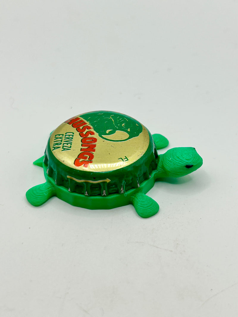 Hussong’s Cerveza Extra - Bottle Cap Magnet Turtle Shell Shocked Art