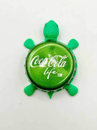 Coca Cola Life - Bottle Cap Magnet Turtle Shell Shocked Art