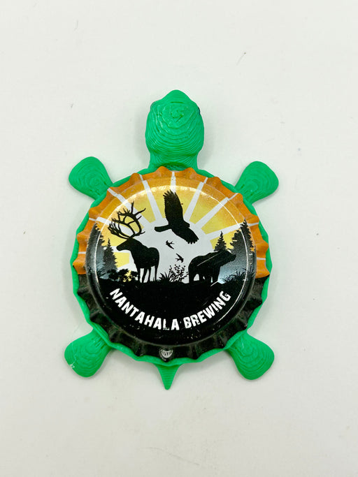 Nantahala Brewing - Bottle Cap Magnet Turtle Shell Shocked Art