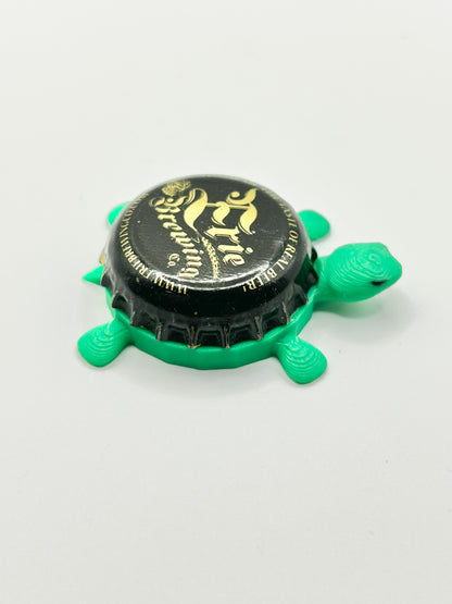 Erie Brewing (Black) - Bottle Cap Magnet Turtle Shell Shocked Art