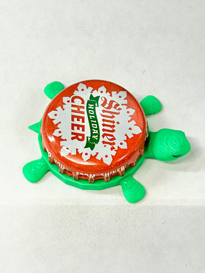 Shiner Holiday Cheer (Red) - Bottle Cap Magnet Turtle Shell Shocked Art