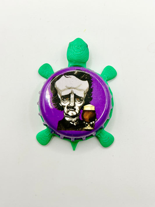 Edgar Allan Poe (Purple) - Raven Brewery - Bottle Cap Magnet Turtle