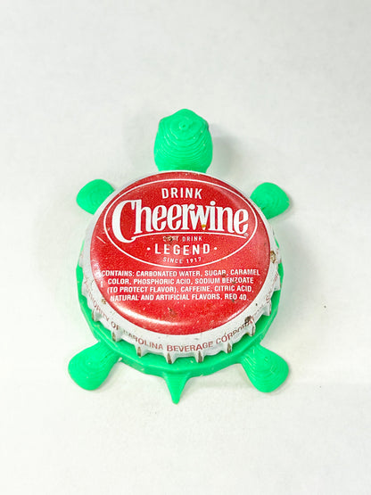 Cheerwine Legend - Bottle Cap Magnet Turtle Shell Shocked Art