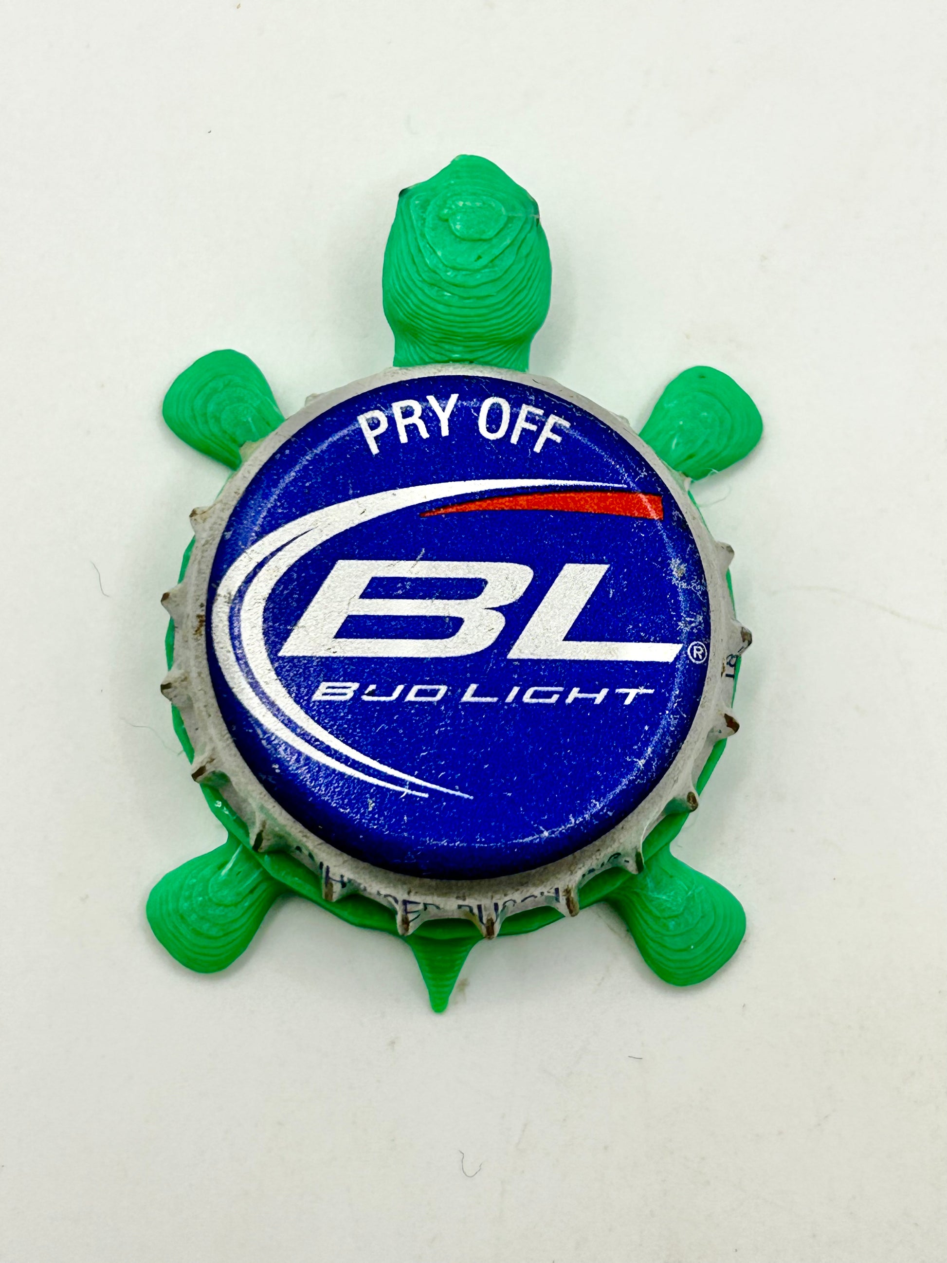 Bud Light (BL Pry Off) - Bottle Cap Magnet Turtle Shell Shocked Art