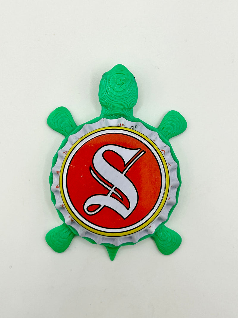 Stevenson - Bottle Cap Magnet Turtle Shell Shocked Art