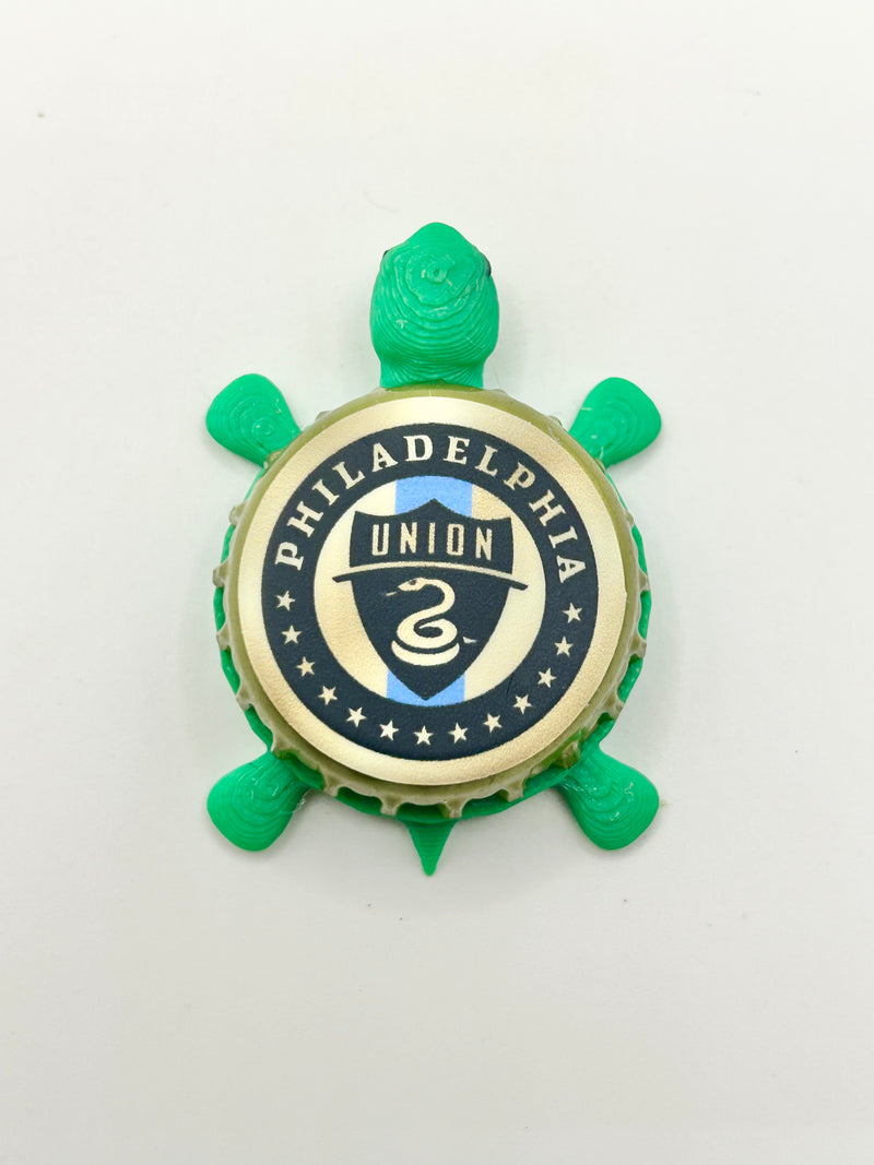 Philadelphia Union - Bottle Cap Magnet Turtle Shell Shocked Art