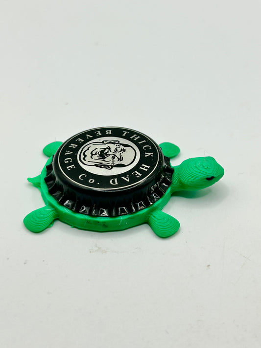 Thick Head Beverage Company - Bottle Cap Magnet Turtle Shell Shocked Art