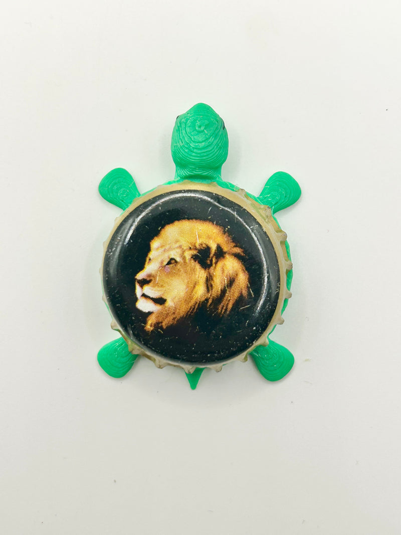 Lion Stout - Bottle Cap Magnet Turtle Shell Shocked Art