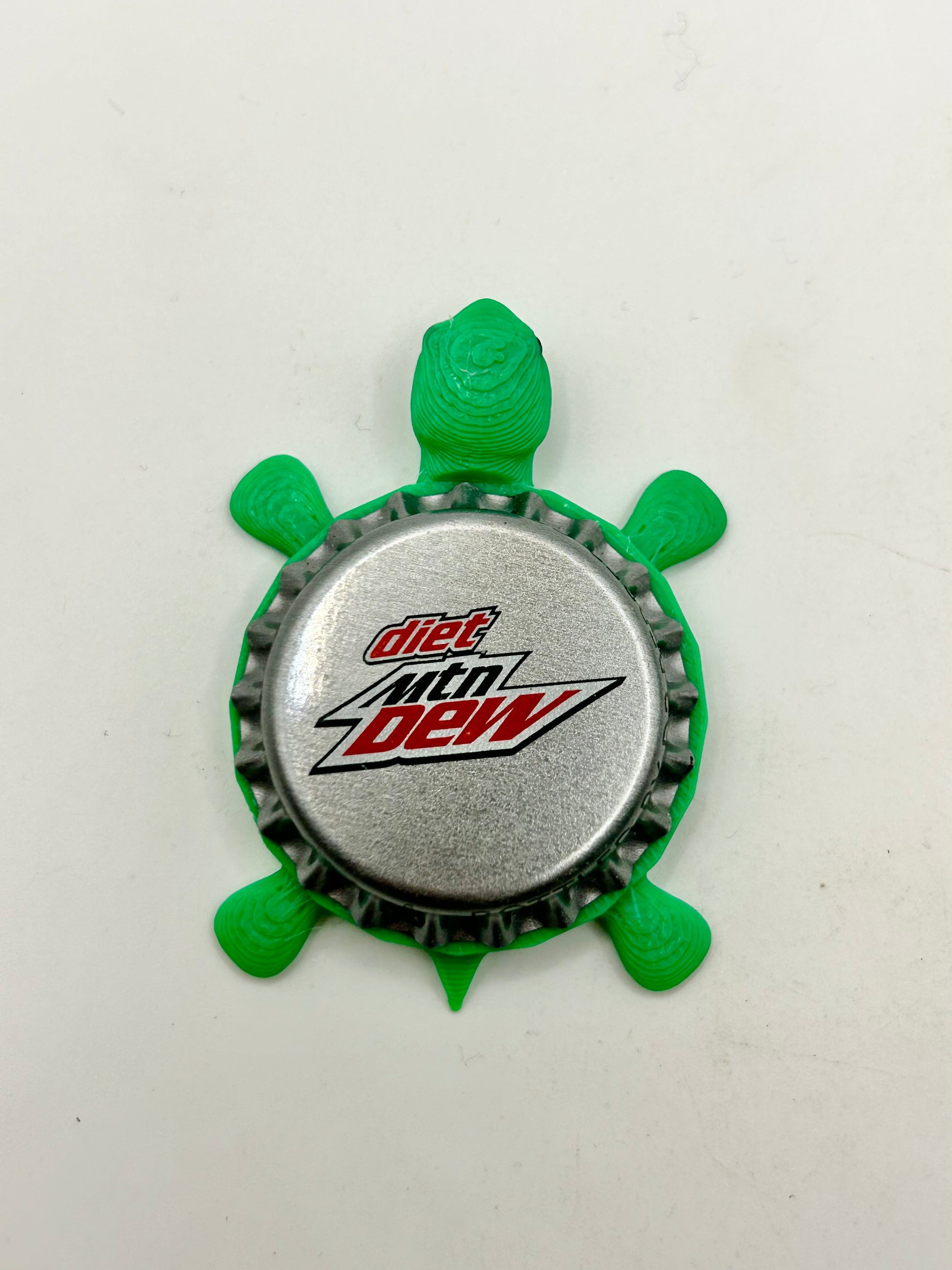 Diet Mountain Dew (Silver) Bottle-Cap Magnet Turtle | Shell Shocked Art Shell Shocked Art