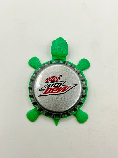 Diet Mountain Dew (Silver) Bottle-Cap Magnet Turtle | Shell Shocked Art Shell Shocked Art