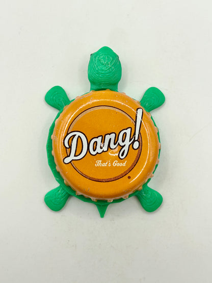 Dang! Root Beer (Orange) - Bottle Cap Magnet Turtle Shell Shocked Art