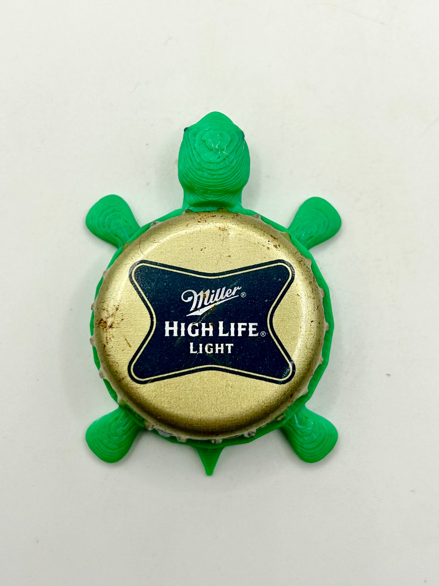 Miller High Life Light - Bottle Cap Magnet Turtle Shell Shocked Art