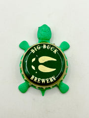 Big Buck Brewery - Bottle Cap Magnet Turtle Shell Shocked Art