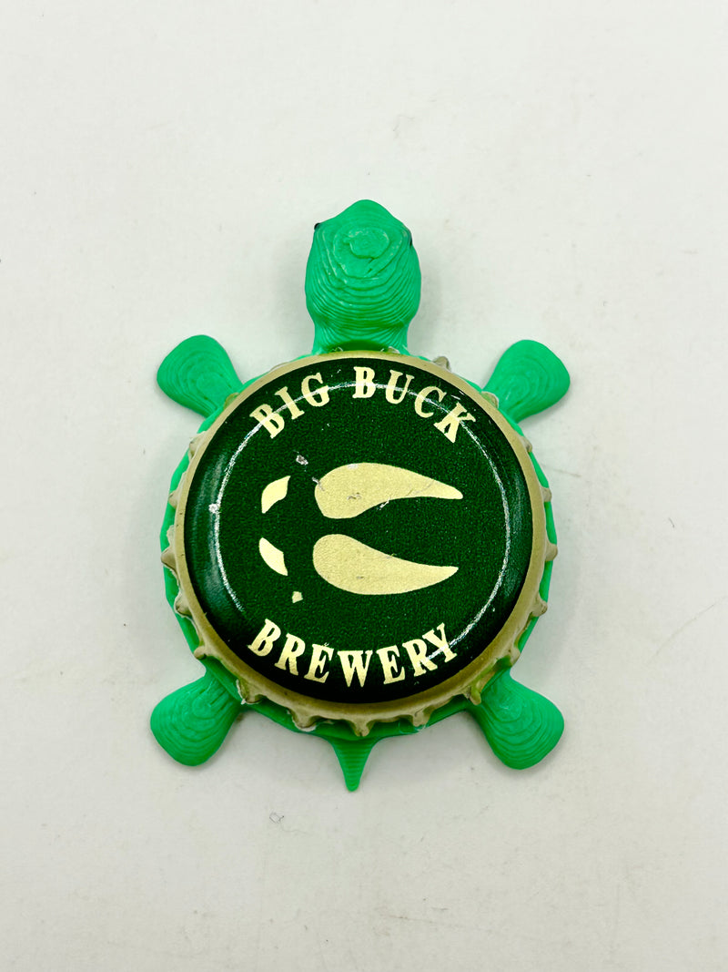 Big Buck Brewery - Bottle Cap Magnet Turtle Shell Shocked Art