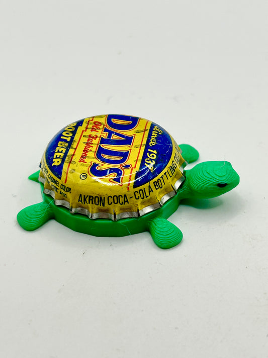 Dad’s Root Beer (Blue & Yellow, Stamped) - Bottle Cap Magnet Turtle Shell Shocked Art