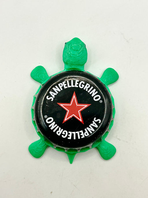 San Pellegrino (Black) - Bottle Cap Magnet Turtle Shell Shocked Art