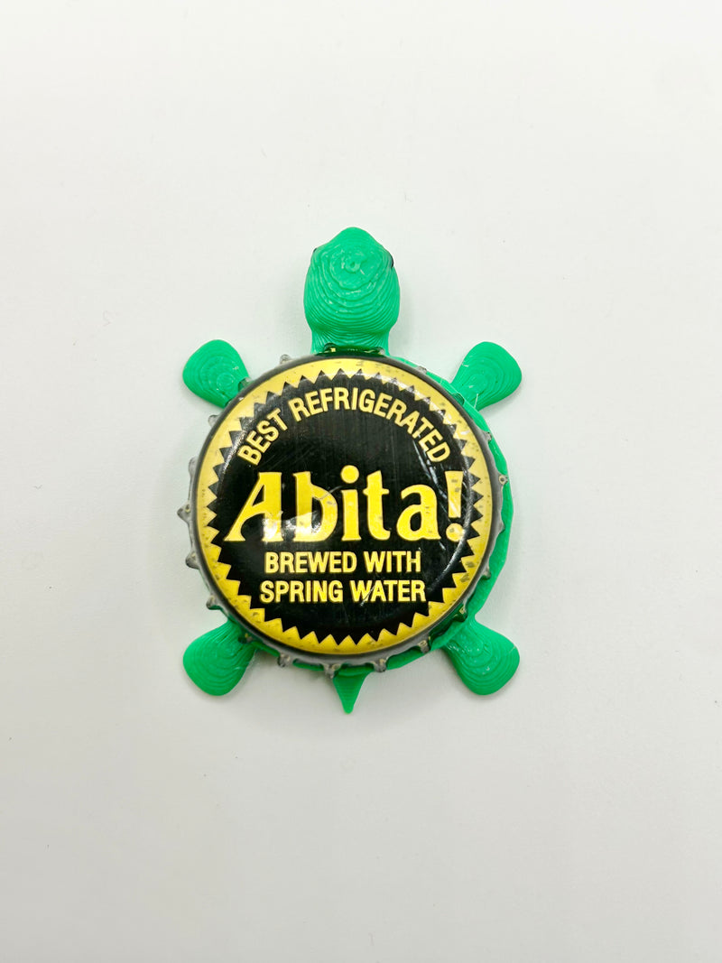 Abita Beer (Black & Yellow Cap) - Bottle Cap Magnet Turtle Shell Shocked Art